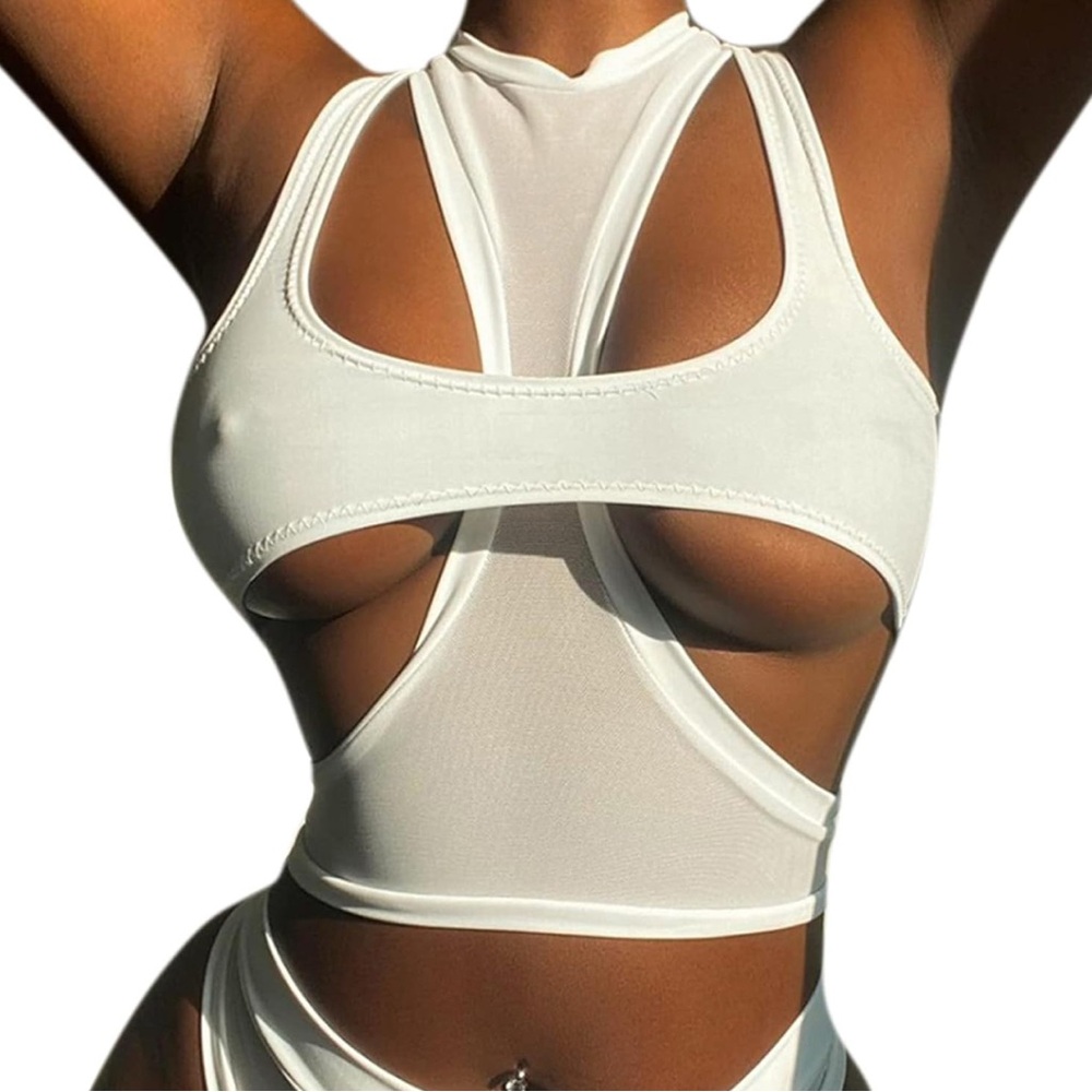 ZGMYC women two piece cut out crop top